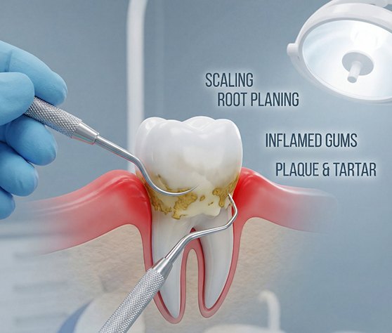 Digital image of scaling and root planing concept